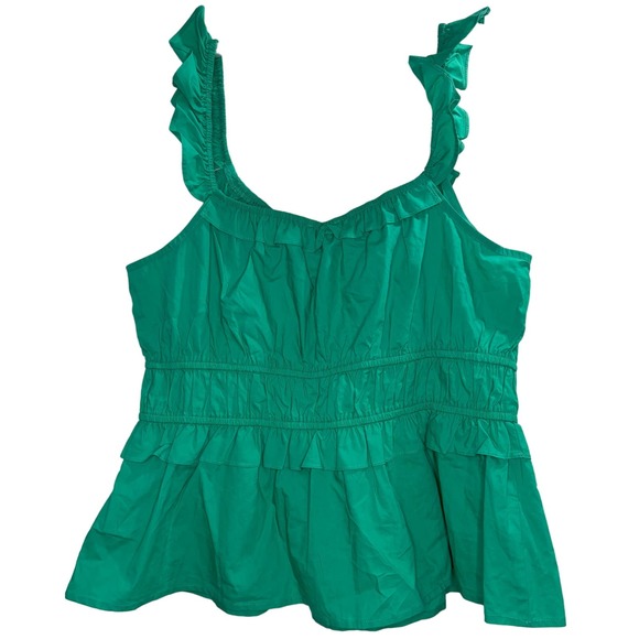 Skies are Blue NWT Sz M Stitch Fix Womens Flirty Ruffle Smocked Top Jade Green‎ - Picture 2 of 2